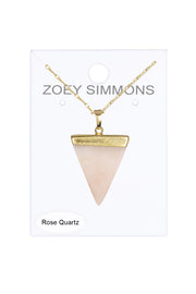 Rose Quartz Triangle Pendant Necklace - GF