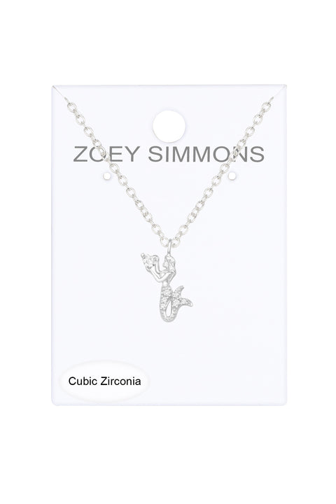Sterling Silver Mermaid Necklace with Cubic Zirconia - SS
