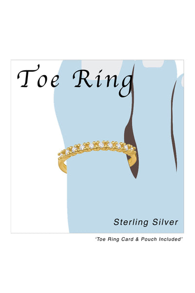 18k Vermeil Adjustable Toe Ring with Cubic Zirconia - VM