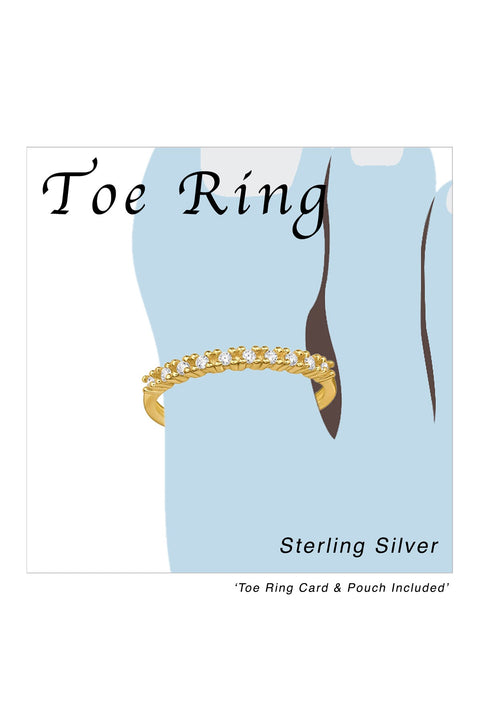 18k Vermeil Adjustable Toe Ring with Cubic Zirconia - VM