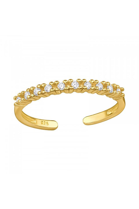 18k Vermeil Adjustable Toe Ring with Cubic Zirconia - VM