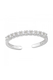 Sterling Silver Adjustable Toe Ring with Cubic Zirconia - SS