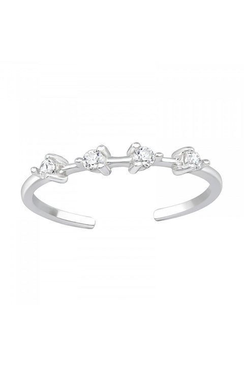 Sterling Silver Adjustable Sparkling Toe Ring with CZ - SS