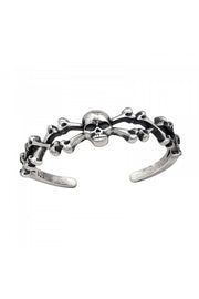 Sterling Silver Adjustable Skull with Bones Toe Ring - SS
