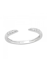 Sterling Silver Adjustable Line Toe Ring with CZ - SS