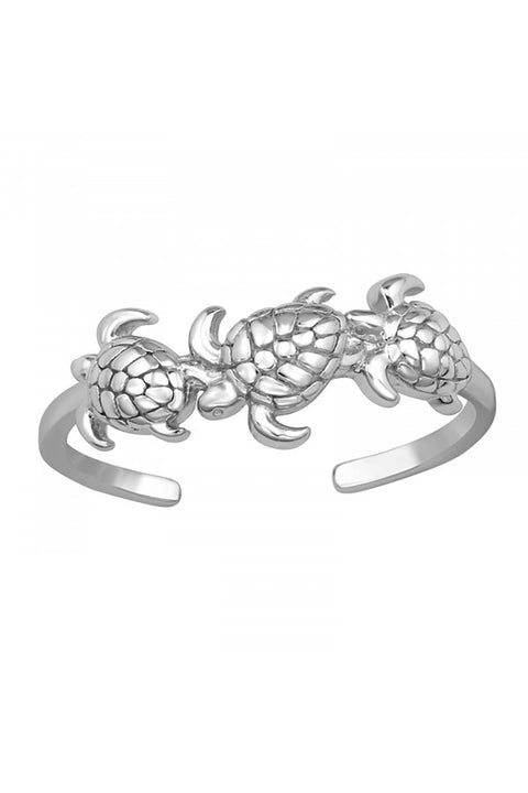 Sterling Silver Turtle Adjustable Toe Ring - SS