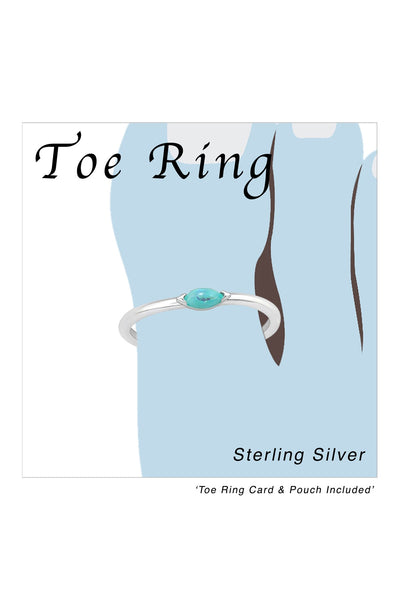 Sterling Silver Adjustable Toe Ring with Imitation Opal - SS