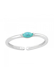 Sterling Silver Adjustable Toe Ring with Imitation Opal - SS