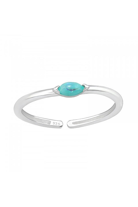 Sterling Silver Adjustable Toe Ring with Imitation Opal - SS