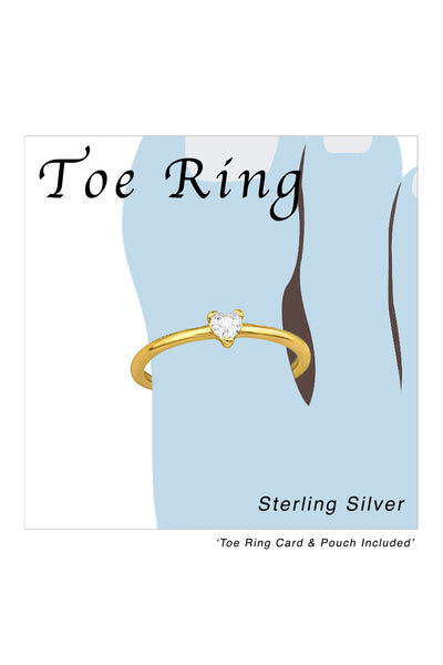 18k Vermeil Adjustable Toe Ring with Heart CZ - VM