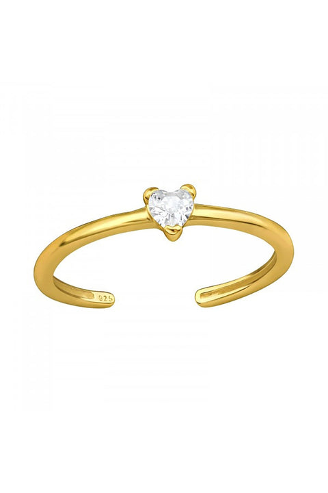 18k Vermeil Adjustable Toe Ring with Heart CZ - VM