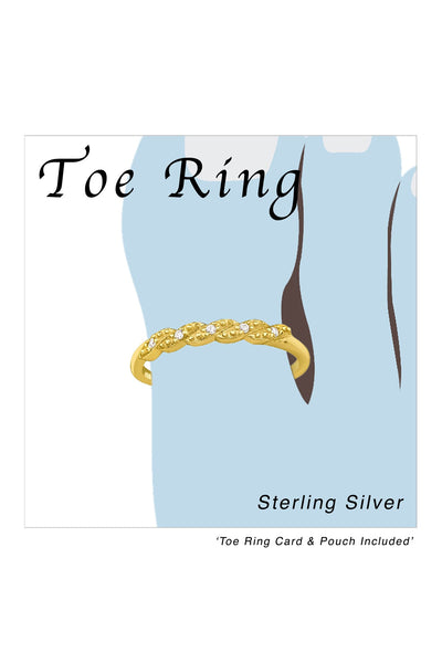 18k Vermeil Adjustable Twisted Toe Ring with CZ - VM