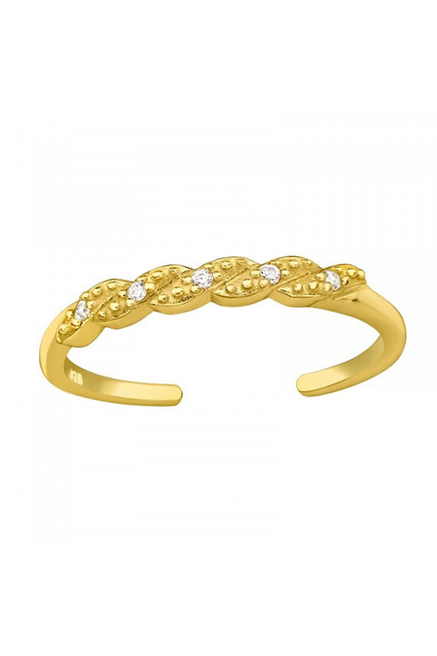 18k Vermeil Adjustable Twisted Toe Ring with CZ - VM
