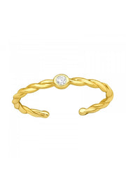 18k Vermeil Twisted Circle Toe Ring with CZ - VM
