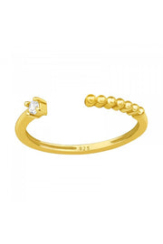 18k Vermeil Adjustable Dots Link Toe Ring with CZ - VM