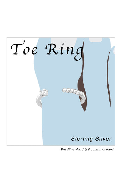 Sterling Silver Adjustable Dots Link Toe Ring with CZ - SS