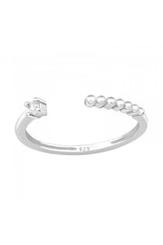 Sterling Silver Adjustable Dots Link Toe Ring with CZ - SS