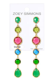 Green Chalcedony Crystal & Mixed Crystal Drop Earrings - GF