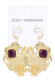 Amethyst & Bee With Lotus Leaf Drop Earrings - GF