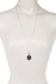 Ruby Zoisite Oval Pendant Necklace - SF