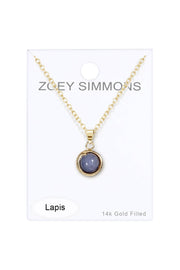 Lapis Planet Pendant Necklace - GF