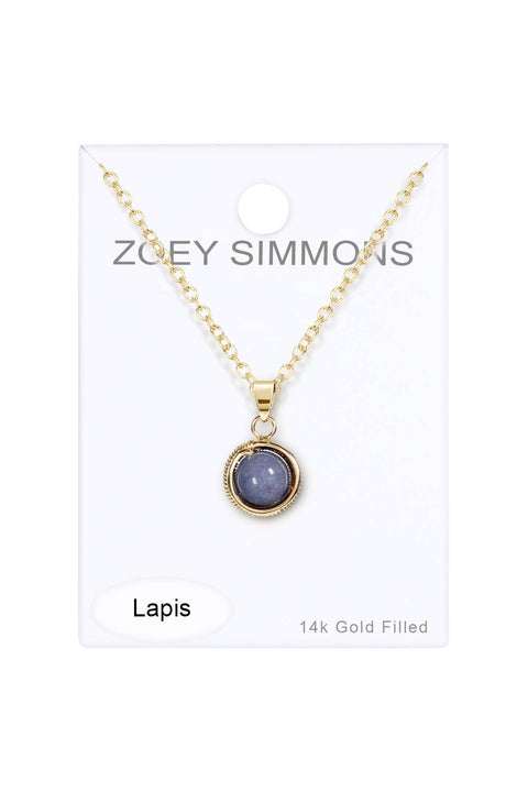 Lapis Planet Pendant Necklace - GF