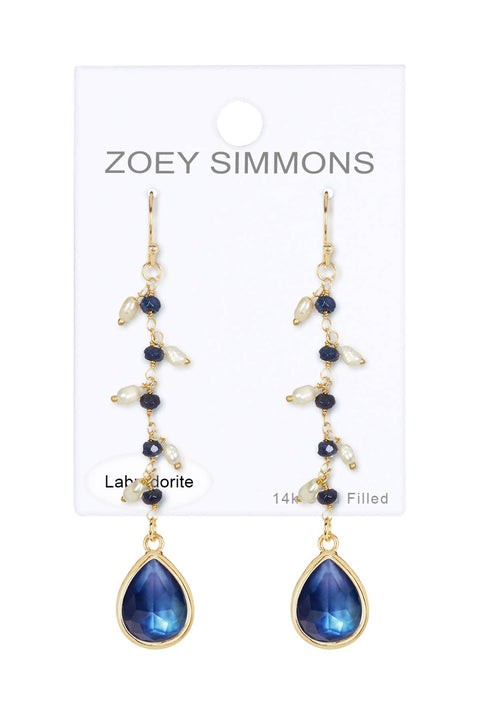 Labradorite Doublet & Pearl Drop Earrings - GF