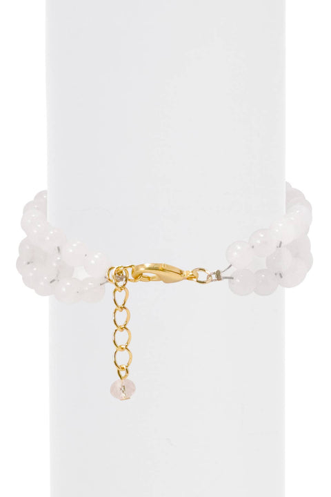 White Jade 6mm Beads Braided Bracelet - GF