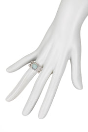 Amazonite & Faux Pearl Stack Ring Set - SF