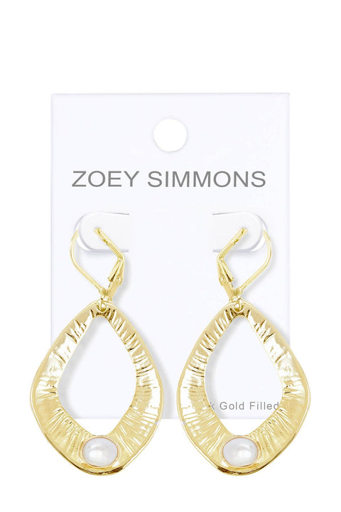 Cultured Pearl Drop Earrings In Gold - GF