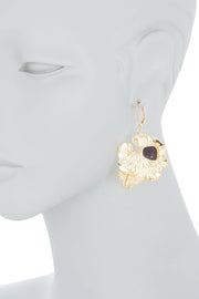 Amethyst & Bee With Lotus Leaf Drop Earrings - GF