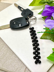 Black Onyx 6mm Mala Beads Braided Keychain - SF/GF