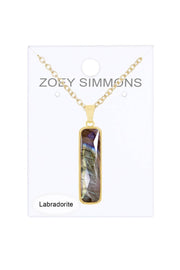 Labradorite Rectangle Pendant Necklace - GF