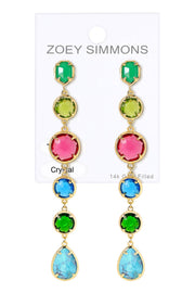 Turquoise & Mixed Crystal Drop Earrings - GF
