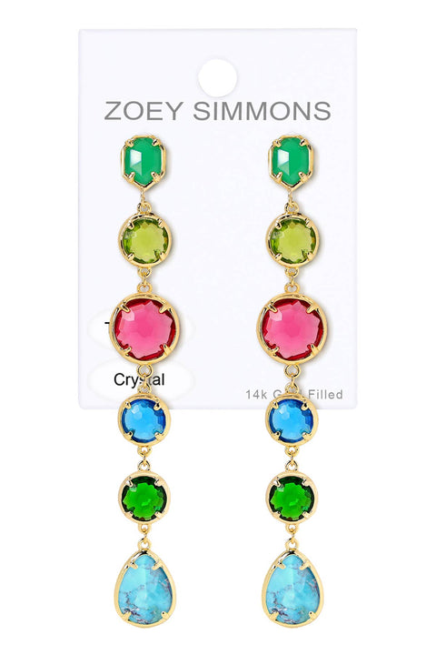 Turquoise & Mixed Crystal Drop Earrings - GF