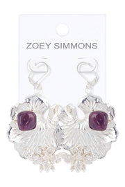Amethyst & Bee With Lotus Leaf Drop Earrings - SF