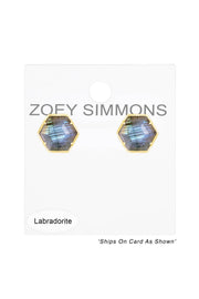 Labradorite Hexagon Post Earrings - GF