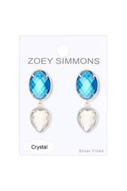 Swiss Blue & Moonstone Crystal Stud Earrings - SF