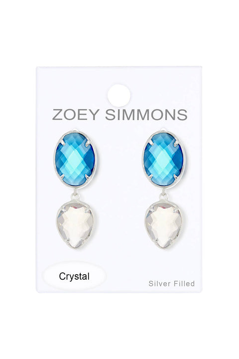 Swiss Blue & Moonstone Crystal Stud Earrings - SF
