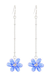 Tanzanite Austrian Crystal Flower Bloom Dangle Earrings - SF