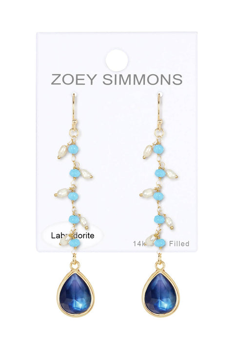 Labradorite Doublet & Pearl Drop Earrings - GF