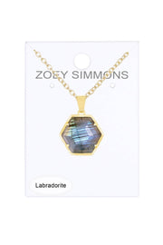 Labradorite Hexagon Pendant Necklace - GF