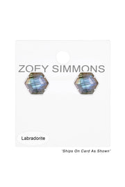 Labradorite Hexagon Post Earrings - SF