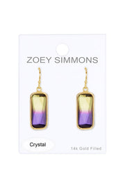 Dyed Quartz Rectangle Drop Earrings In Gold - GF