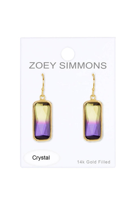 Dyed Quartz Rectangle Drop Earrings In Gold - GF