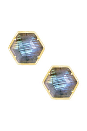Labradorite Hexagon Post Earrings - GF