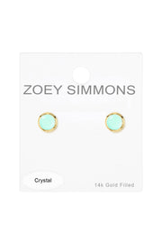 Amazonite Crystal 7mm Post Earrings In Gold - GF