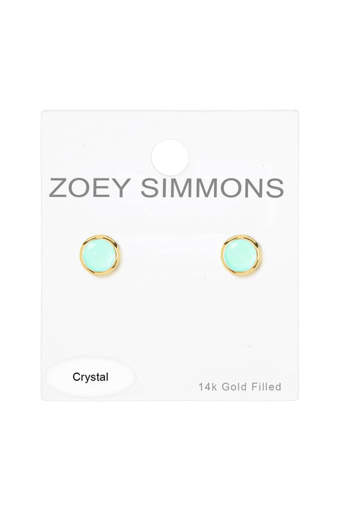 Amazonite Crystal 7mm Post Earrings In Gold - GF