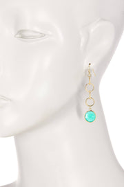 Amazonite Crystal & Interlocking Circle Drop Earrings - GF