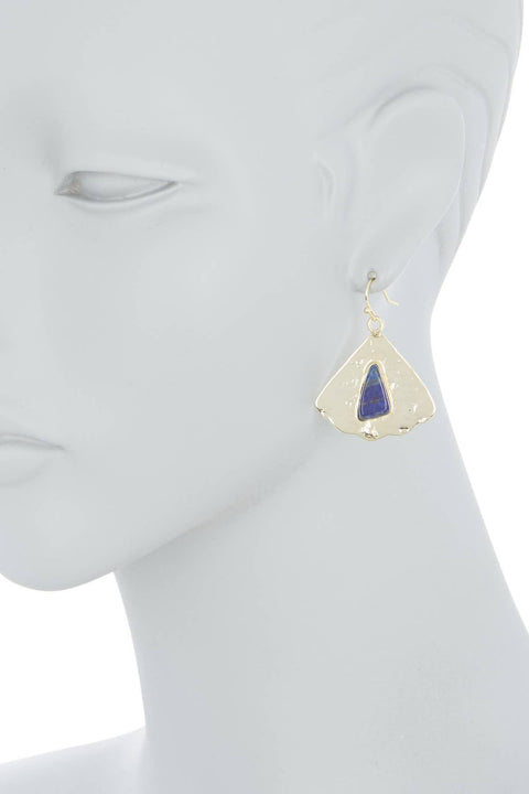 Lapis & Hand Struck Fan Earrings - GF